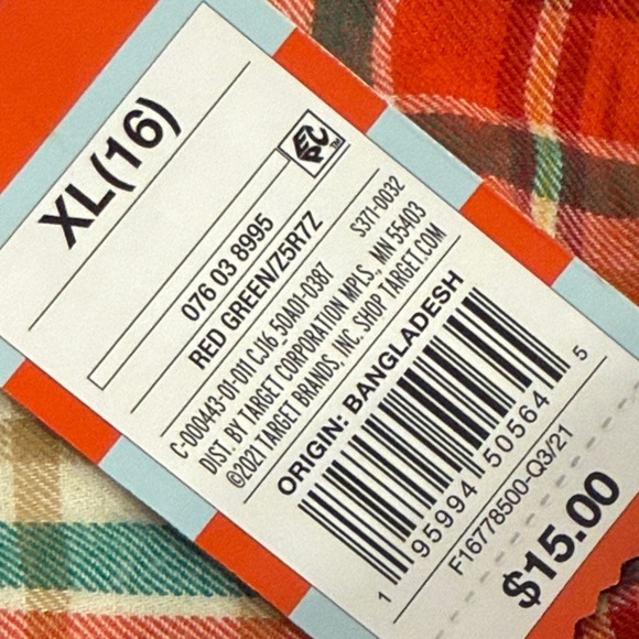 Cat & Jack XL Boys 16 Red and Green Plaid Button Down Shirt - Picture 8 of 10